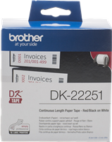 Brother DK-22251 Endlosetiketten 62mm x 15,24m Schwarz / Rot / Weiss