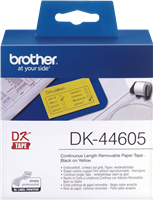 Brother DK-44605 Endlosetiketten wiederablösbar 62mm x 30,48m Schwarz auf Gelb