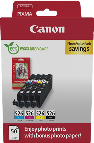 Canon CLI-526 Schwarz / Cyan / Magenta / Gelb Value Pack