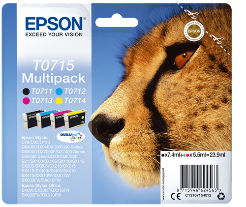 Epson T0715 Multipack Schwarz / Cyan / Magenta / Gelb