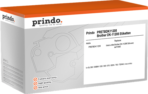 Prindo Adress-Etiketten 38x90mm Schwarz auf Weiß