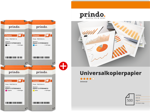 Prindo PRSET05H6 MCVP Schwarz / Cyan / Magenta / Gelb Value Pack
