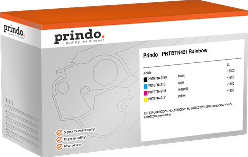 Prindo PRTBTN421 Rainbow Schwarz / Cyan / Magenta / Gelb Value Pack