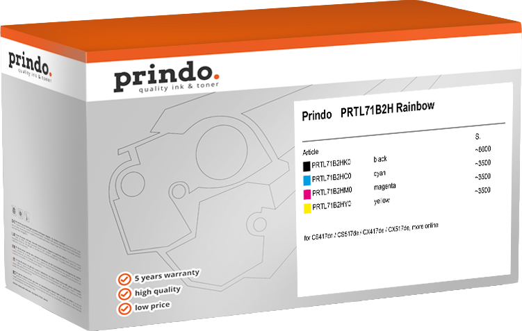 Prindo PRTL71B2H Rainbow Schwarz / Cyan / Magenta / Gelb Value Pack